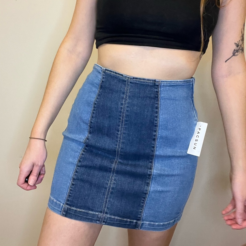 NWT colorblock denim skirt!